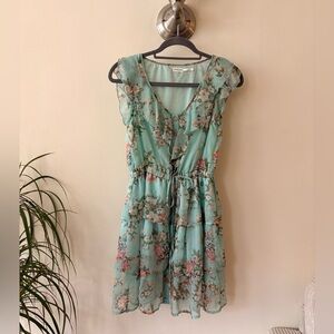 Blue Bird Floral Ruffle Mini Dress Size Medium